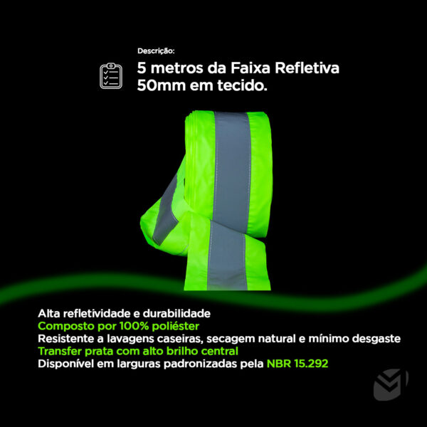 Faixa Refletiva 50mm - Para Roupas e Uniformes - Fita De Gorgurão - Image 2